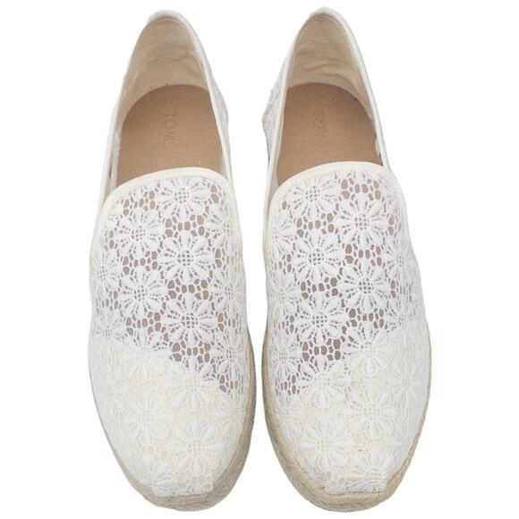 Tom’s Alpargata Floral Lace Espadrilles Women's 9.5 Off White - Picture 3 of 7